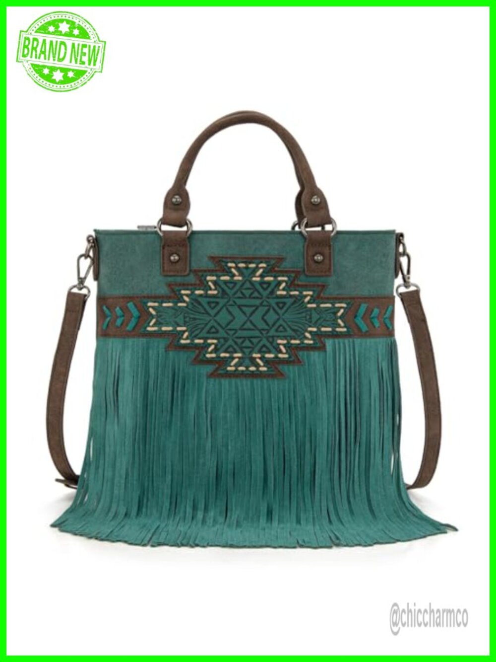 Tooled Fringe Crossbody Handbag Western Purse Top Handle Tote